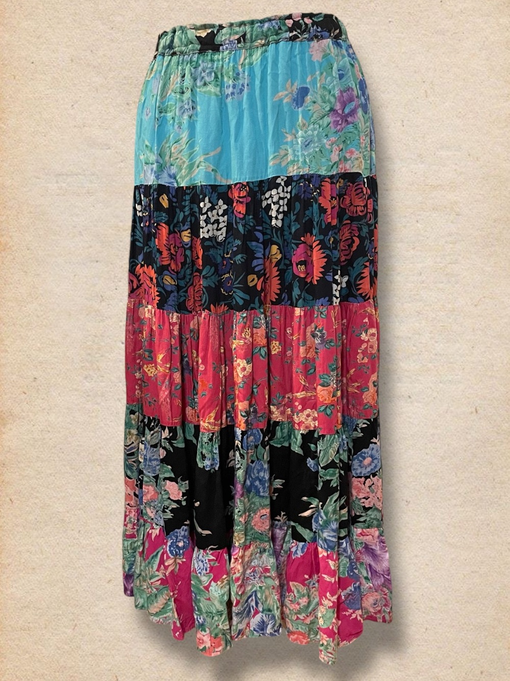 Boho Tiered Maxi Skirt - Multi Floral